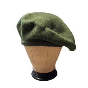 Vtg French Beret Green Wool OSFM Fall Winter Travel Classic Military
